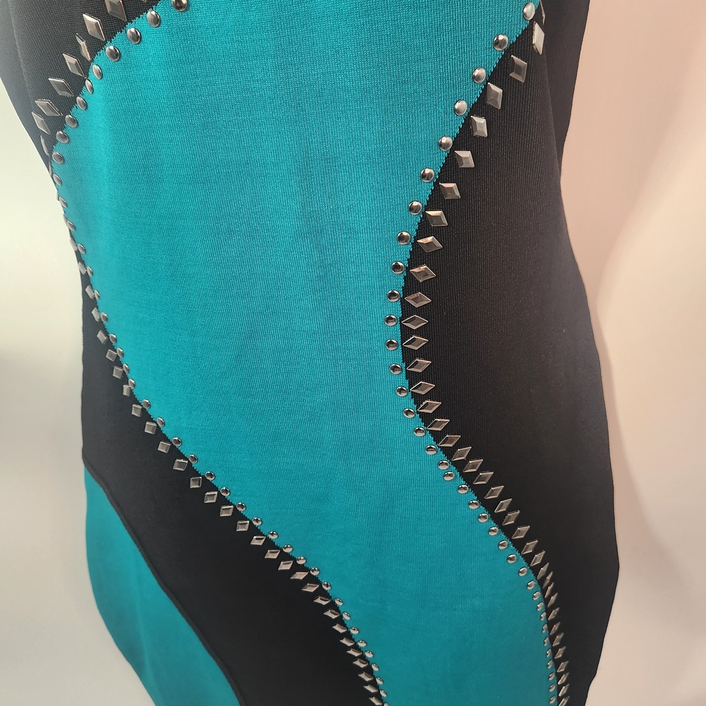 Guess by Marciano Black and Teal Mini Dress Size M - Picture 2 of 5